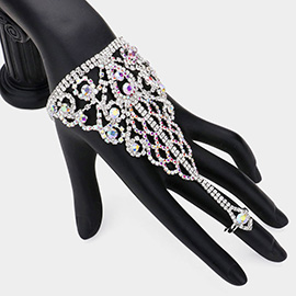 Crystal Round Rhinestone Pave Hand Chain Evening Bracelet