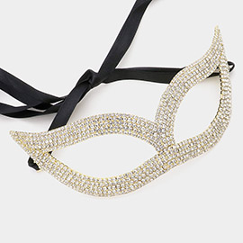 Rhinestone Pave Cat Eye Masquerade Mask