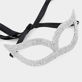 Rhinestone Pave Cat Eye Masquerade Mask