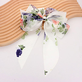 Oversized Sheer Floral Print Bow Barrette