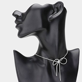 Metal Chain Bow Pointed Choker Necklace