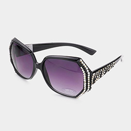 Crystal Embellished Oversized Frame Sunglasses