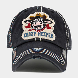 CRAZY HEIFER Message Cow Vintage Baseball Cap