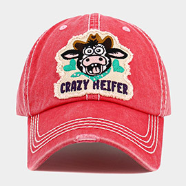 CRAZY HEIFER Message Cow Vintage Baseball Cap