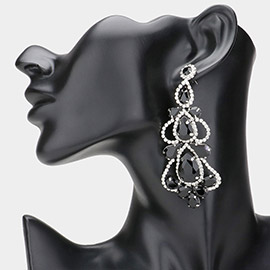 Teardrop Stone Cluster Embellished Chandelier Evening Earrings