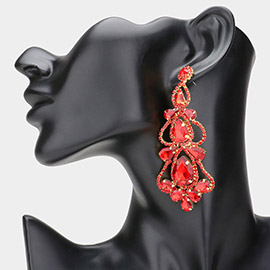 Teardrop Stone Cluster Embellished Chandelier Evening Earrings