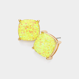 Glitter Square Cluster Stud Earrings