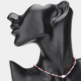 Pearl Pointed Seed Beaded Choker Necklace