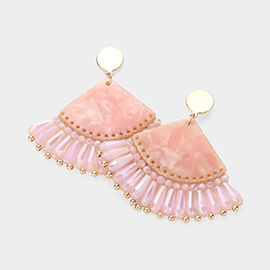 Celluloid Acetate Fan Dangle Earrings