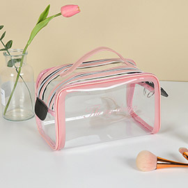 Double Zipper Open Transparent Makeup Pouch Bag