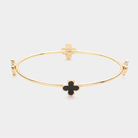 Enamel Quatrefoil Pointed Bangle Bracelet