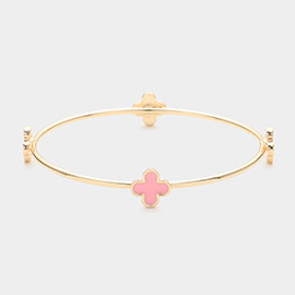 Enamel Quatrefoil Pointed Bangle Bracelet