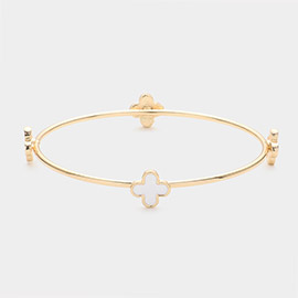 Enamel Quatrefoil Pointed Bangle Bracelet