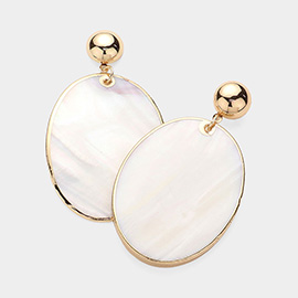 Mother Of Pearl Oval Disc Dangle Earrings