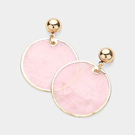 Mother Of Pearl Disc Dangle Earrings