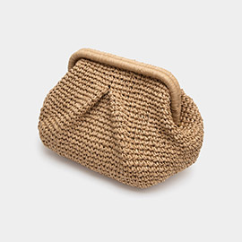 Raffia Dumpling Pouch Bag