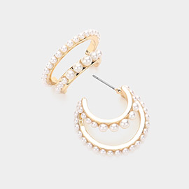 Pearl Split Hoop Earrings