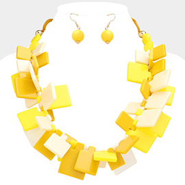 Abstract Resin Square Statement Necklace