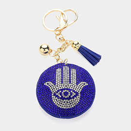 Bling Evil Eye Hamsa Hand Tassel Keychain