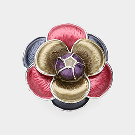 Colored Metal Flower Magnetic Brooch