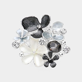 Colored Metal Flower Magnetic Brooch