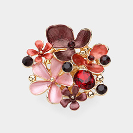 Colored Metal Flower Magnetic Brooch