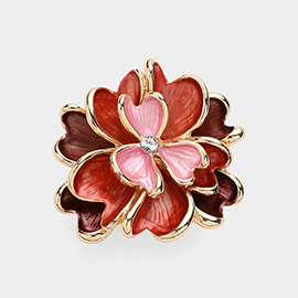 Colored Metal Flower Magnetic Brooch