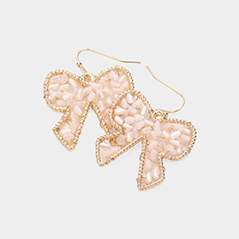 Faceted Beaded Bow Dangle Earrings