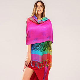 Colorful Elephant Printed Pashmina Scarf Shawl