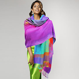 Colorful Elephant Printed Pashmina Scarf Shawl