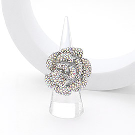 Rhinestone Paved Flower Pointed Stretch Ring