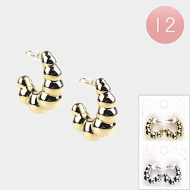 12Pairs - Metal Bubble Hoop Earrings 