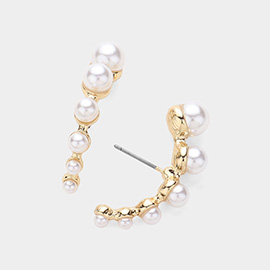 Pearl Half Hoop Earrings