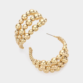 Triple Metal Ball Hoop Earrings