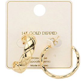 14K Gold Dipped Quilted Coco Hoop Earrings