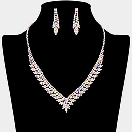 Rhinestone Paved V Shaped Necklace