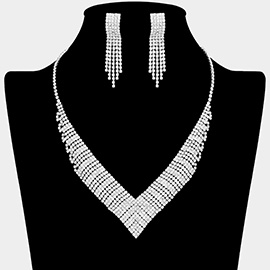 Rhinestone Paved V Shaped Collar Necklace