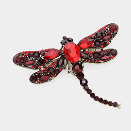 Stone Embellished Dragonfly Pin Brooch