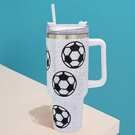 Bling Studded Football 40oz Stainless Steel Tumbler