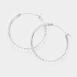 Pearl Hoop Pin Catch Earrings