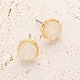 Round Druzy Stud Earrings