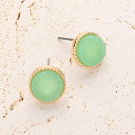 Round Druzy Stud Earrings