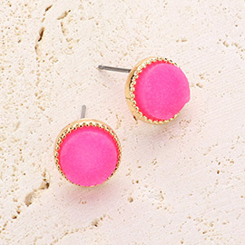 Round Druzy Stud Earrings