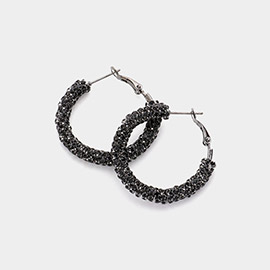 1.25 Inch Rhinestone Hoop Earrings