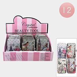 12PCS - City Attraction Pattern Printed Case Manicure / Pedicure Tool Kit Set 