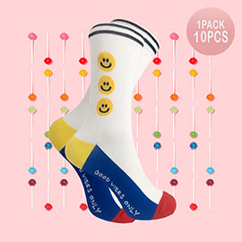 10Pairs - Smile Face Pointed Socks