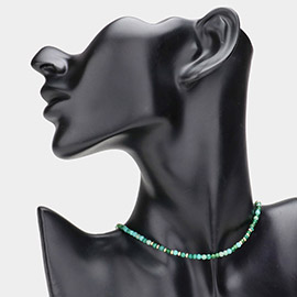 Semi Precious Faceted Beaded Choker Necklace