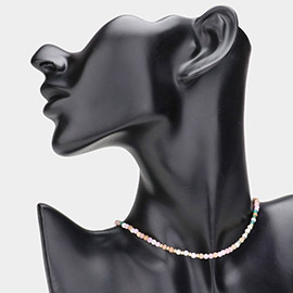 Semi Precious Faceted Beaded Choker Necklace