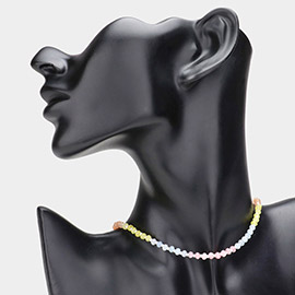 Semi Precious Faceted Beaded Choker Necklace