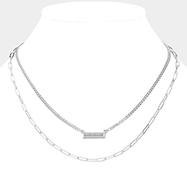 Metal Bar Pointed Double Layere Necklace